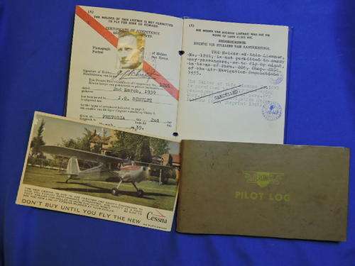 Civil Aviation Pilot Certificate Licence and Log Book 1939 Cessna Post Card